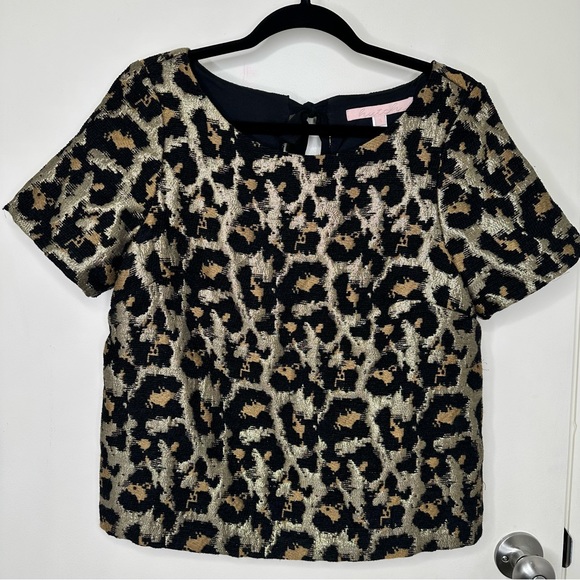 Anthropologie Hutch Metallic Leopard Jacquard Blouse - Picture 2 of 11
